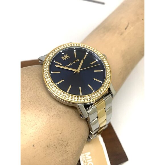 Michael Kors Womens Watch MKO1049 Quartz Blue Dial Two Tone Stainless Steel 38mm main image 11